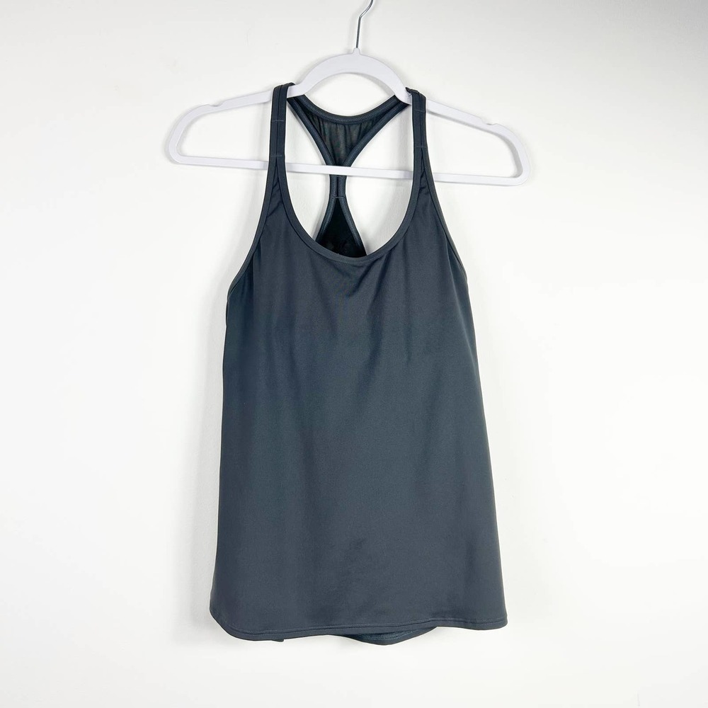 TYR Dark Gray Racer Back Athletic Tank Built in Bra Size Small